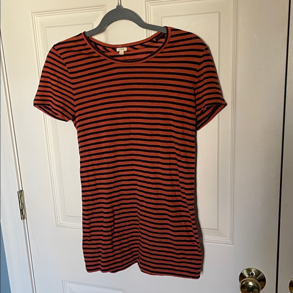 J. Crew orange and navy Striped vintage Tee size extra small
